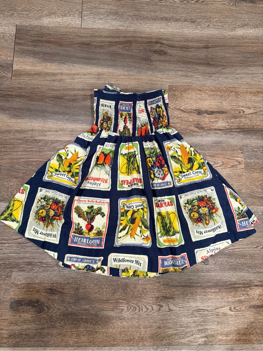 BDG Navy Strapless Seed Packet Print